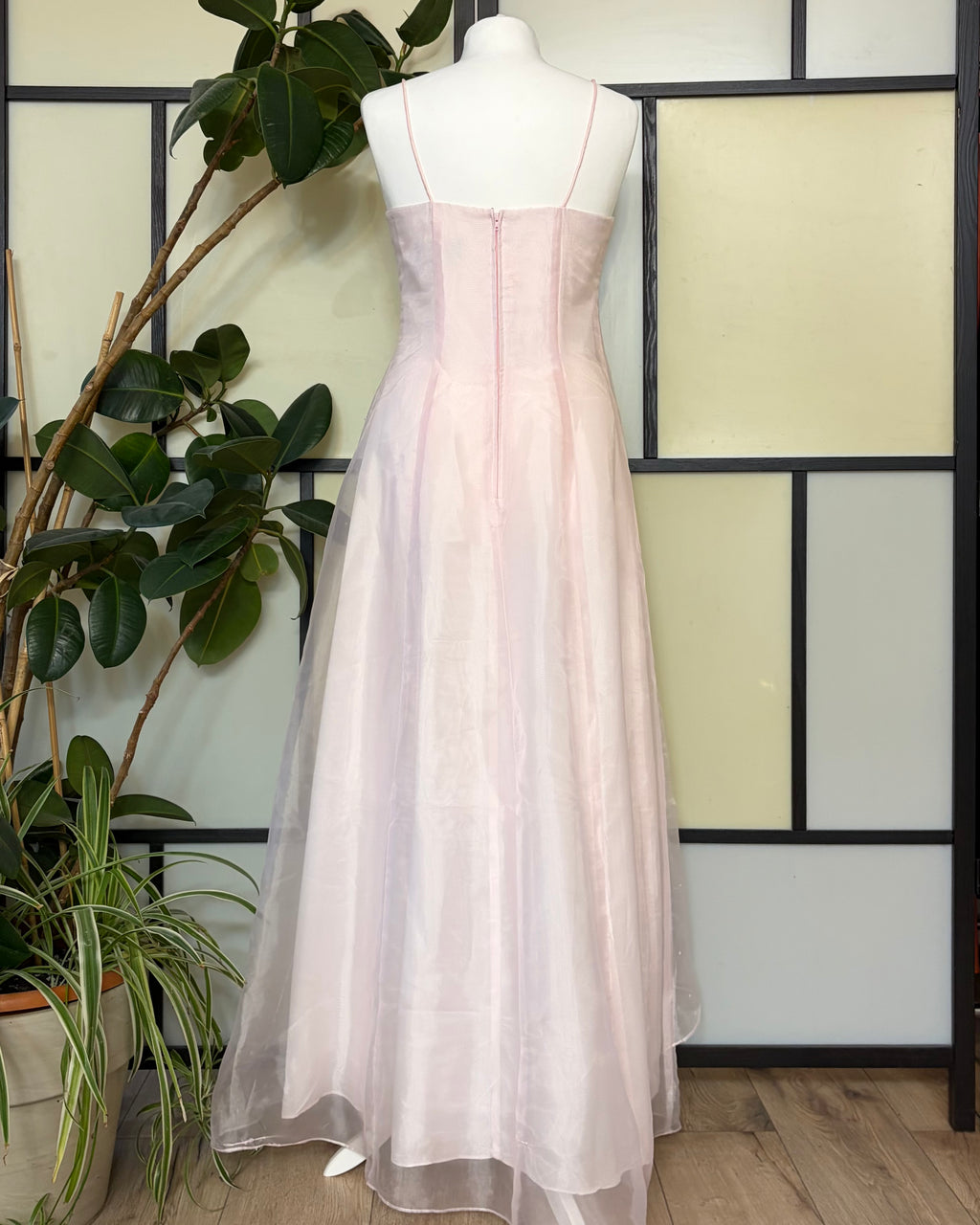 Powder pink maxi dress embellished with beads