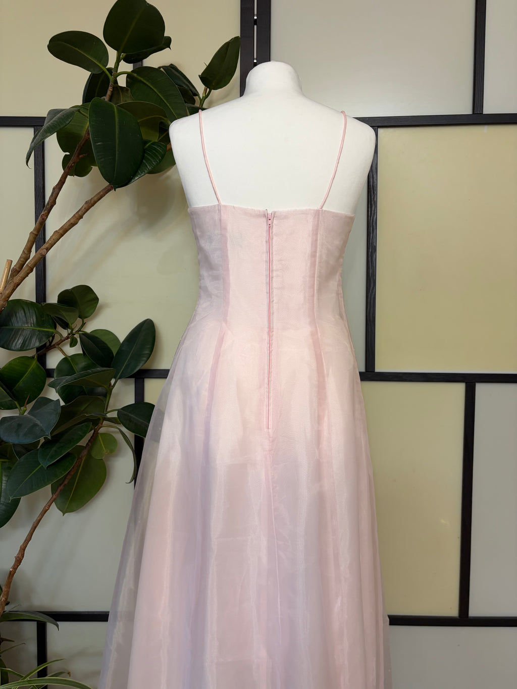Powder pink maxi dress embellished with beads