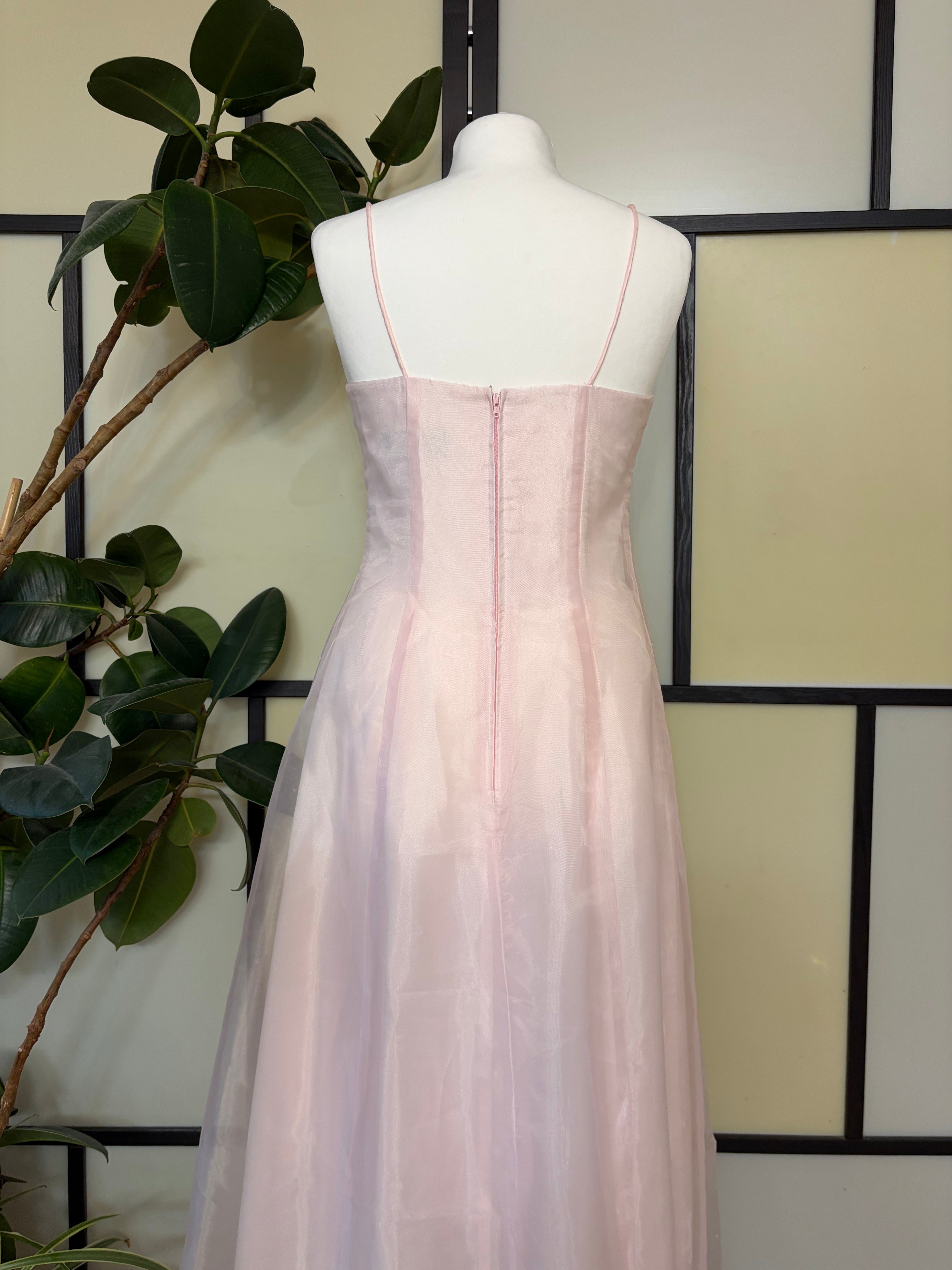 Powder pink maxi dress embellished with beads