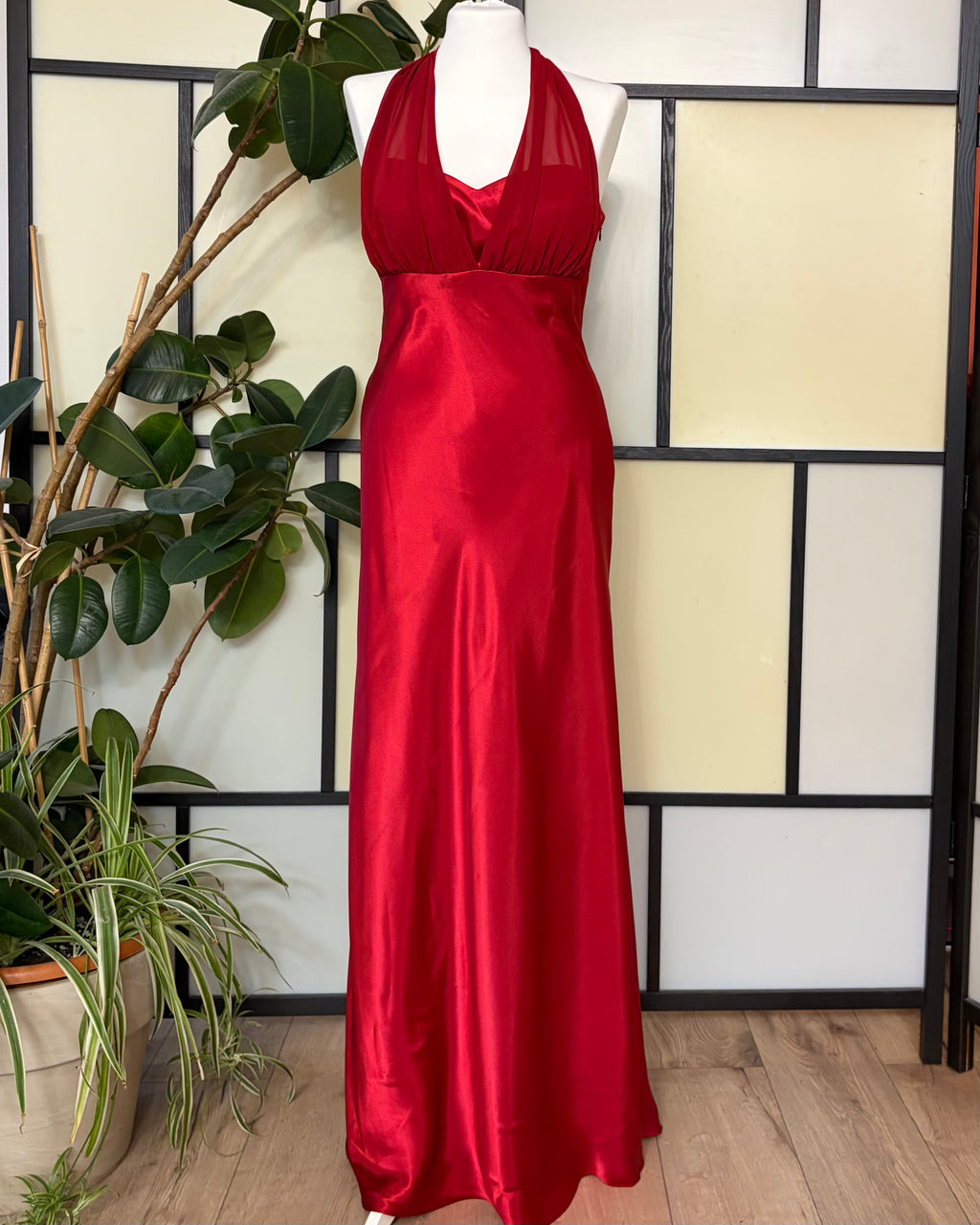 Red dress with a ruffle