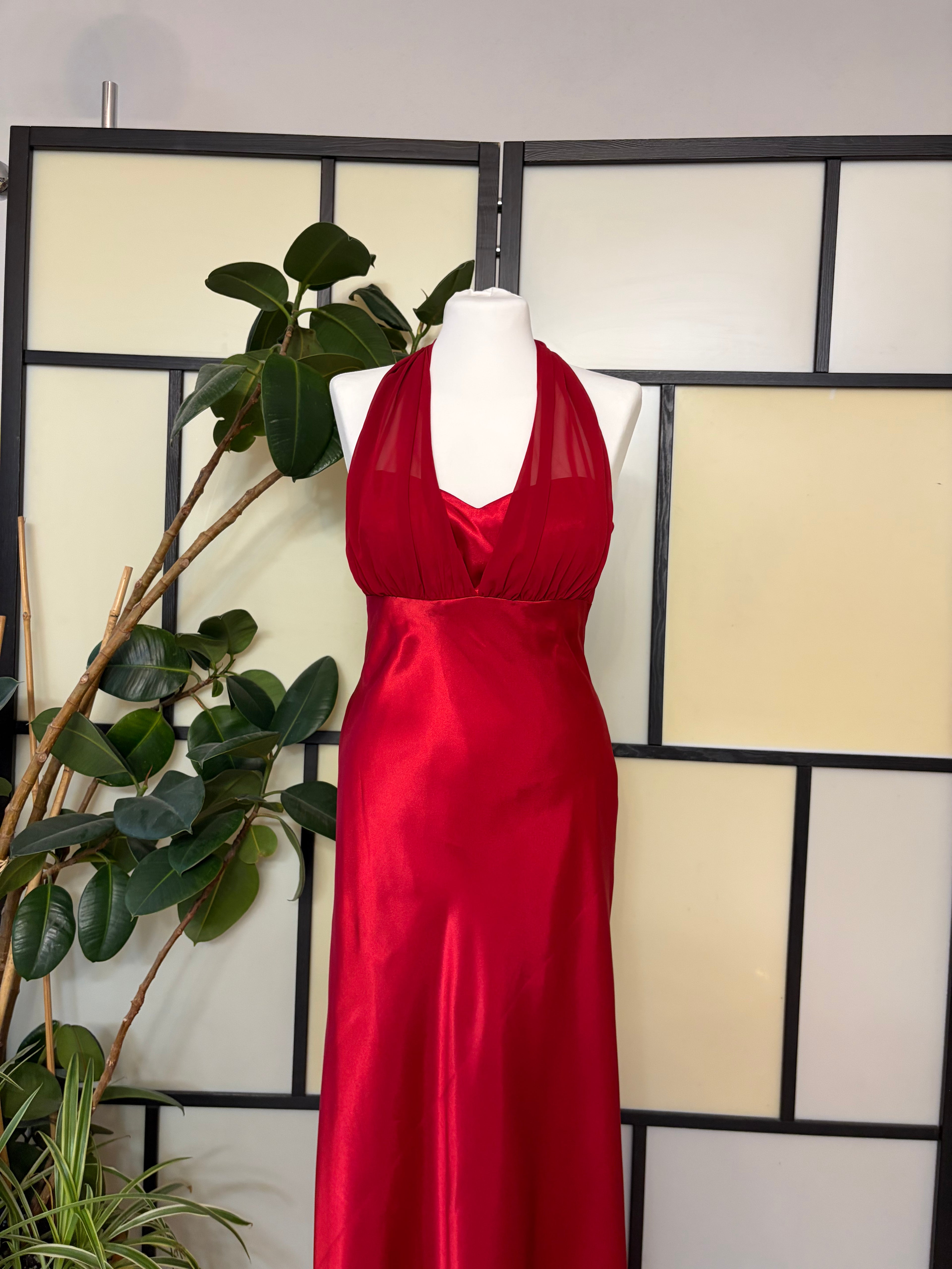 Red dress with a ruffle
