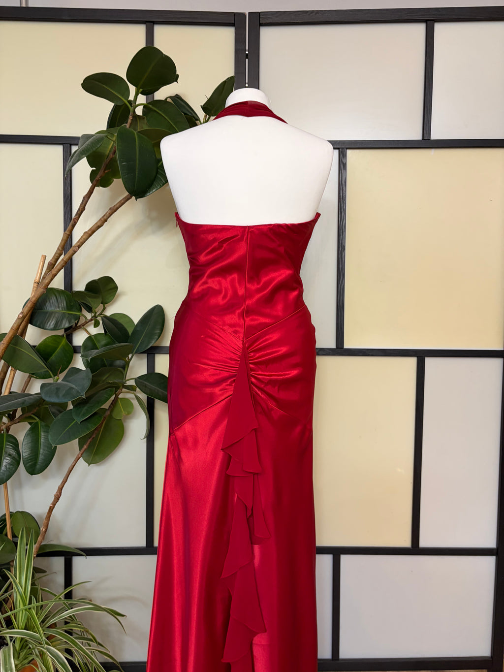Red dress with a ruffle