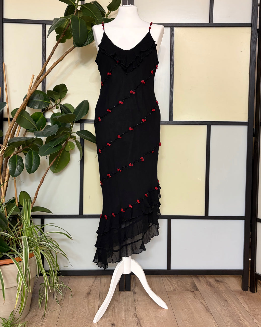 Black dress with roses