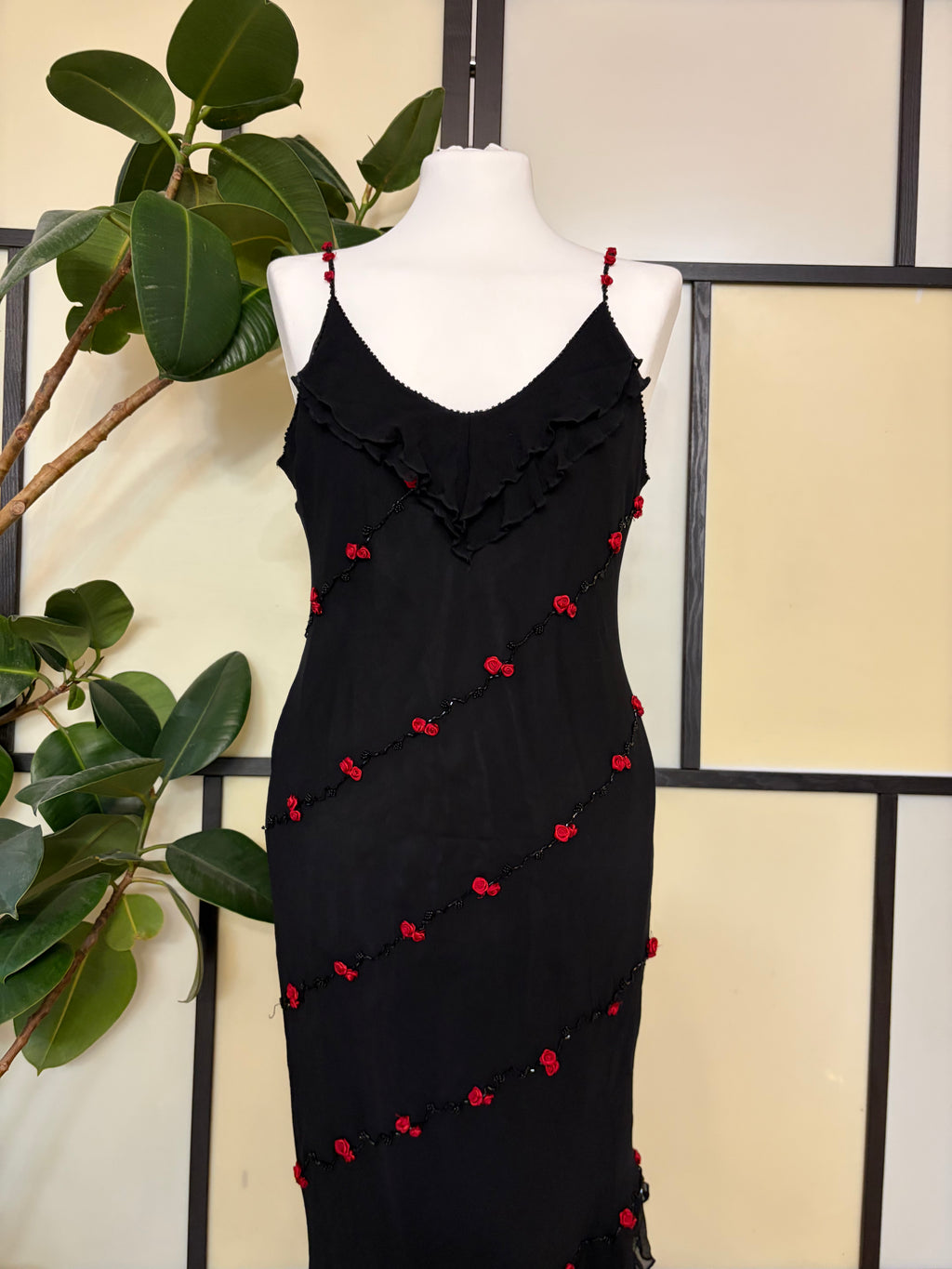 Black dress with roses