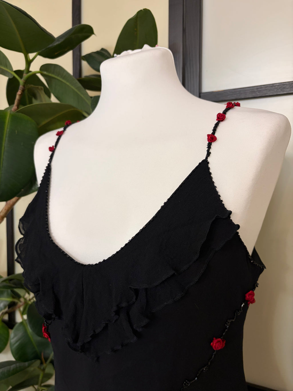 Black dress with roses