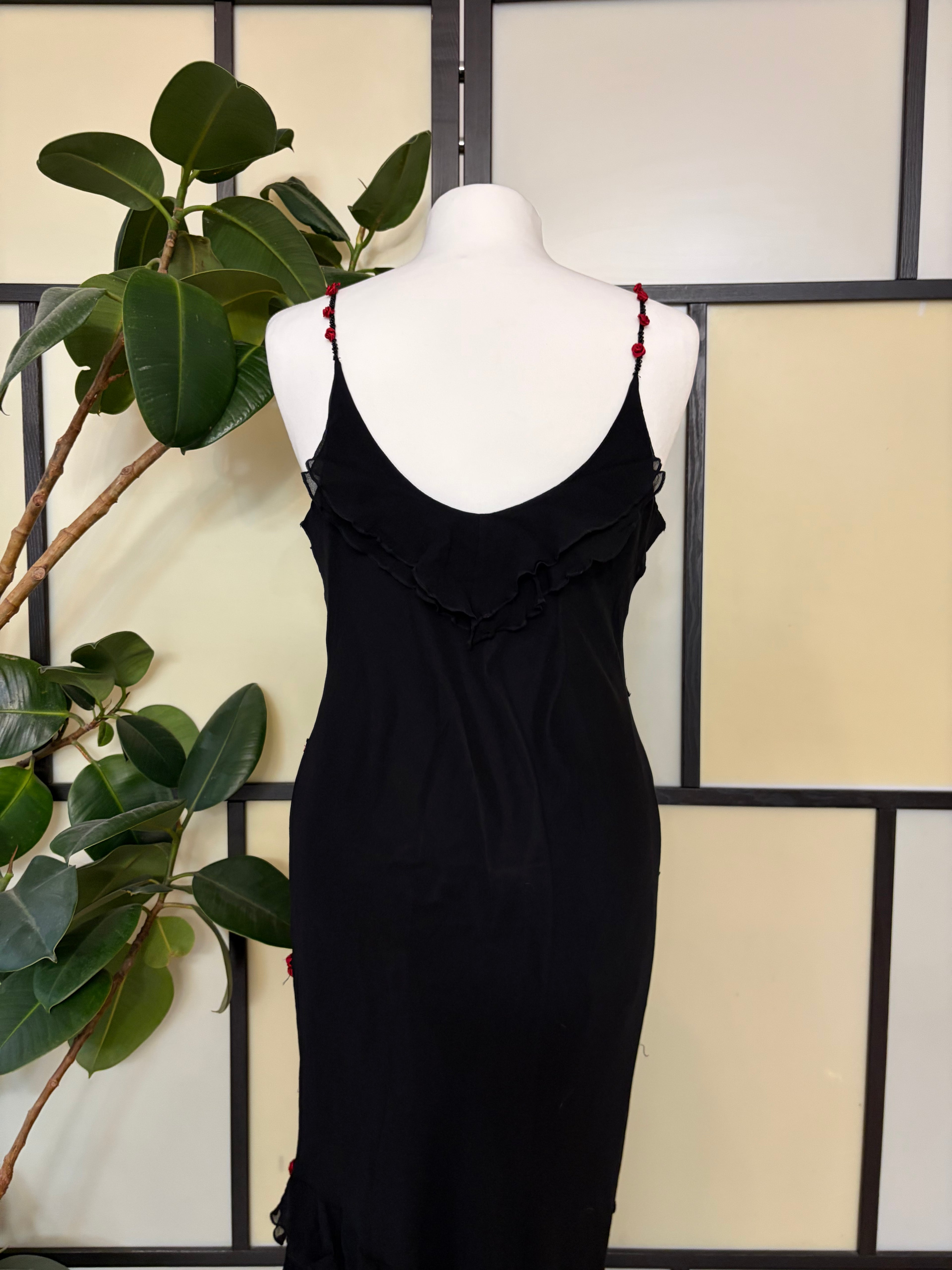 Black dress with roses