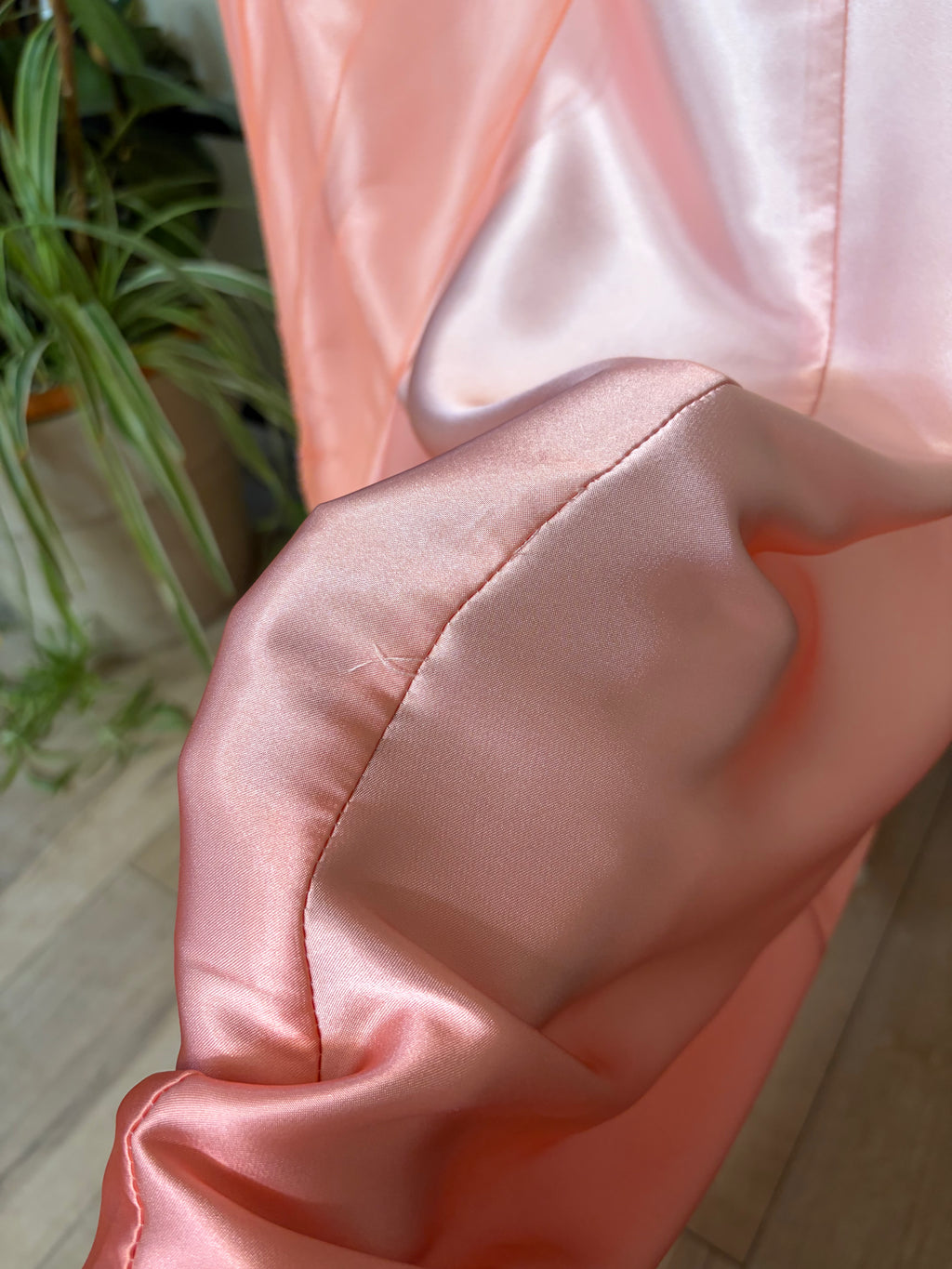 Coral maxi dress embellished with beads