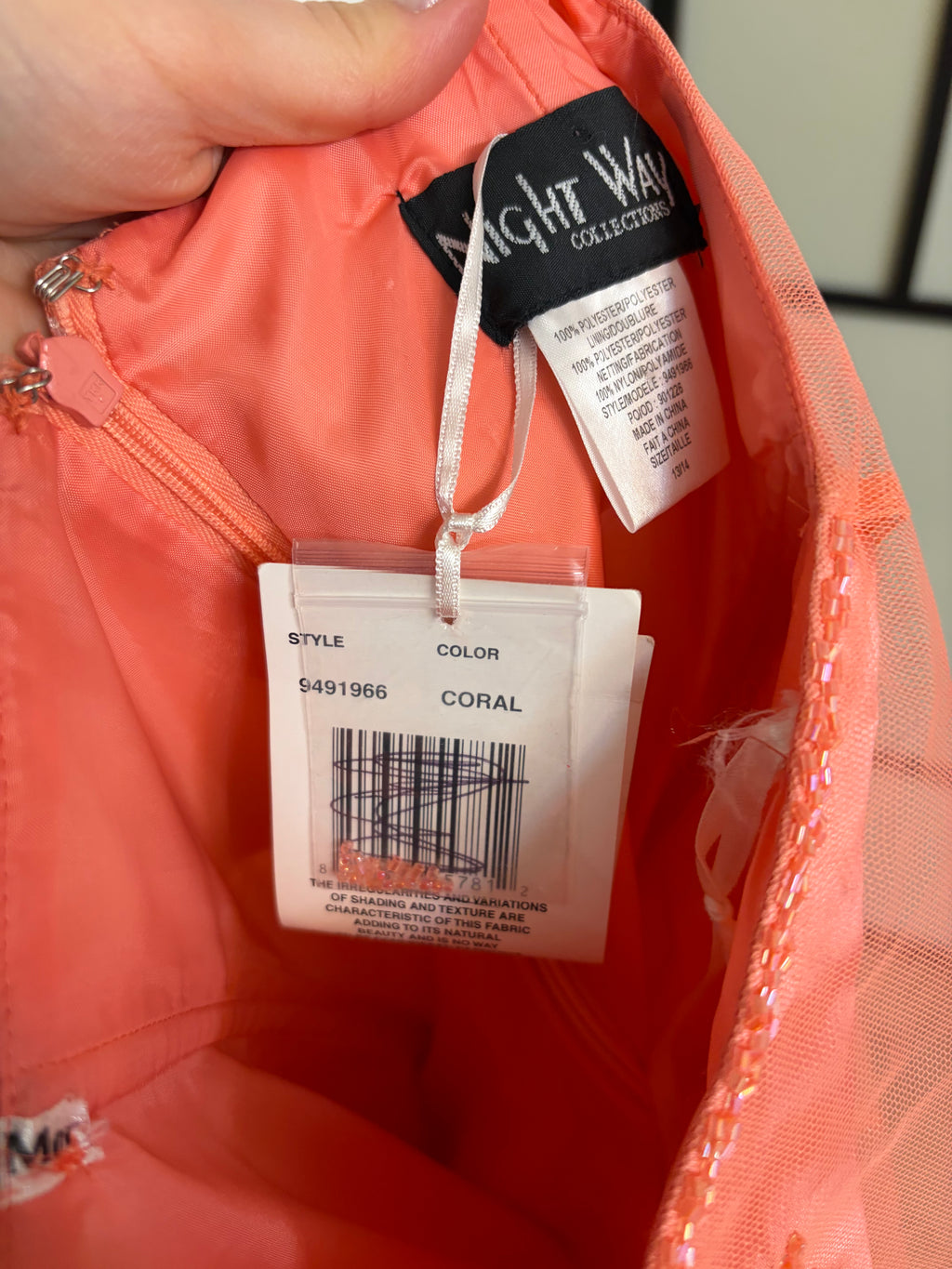Coral maxi dress embellished with beads