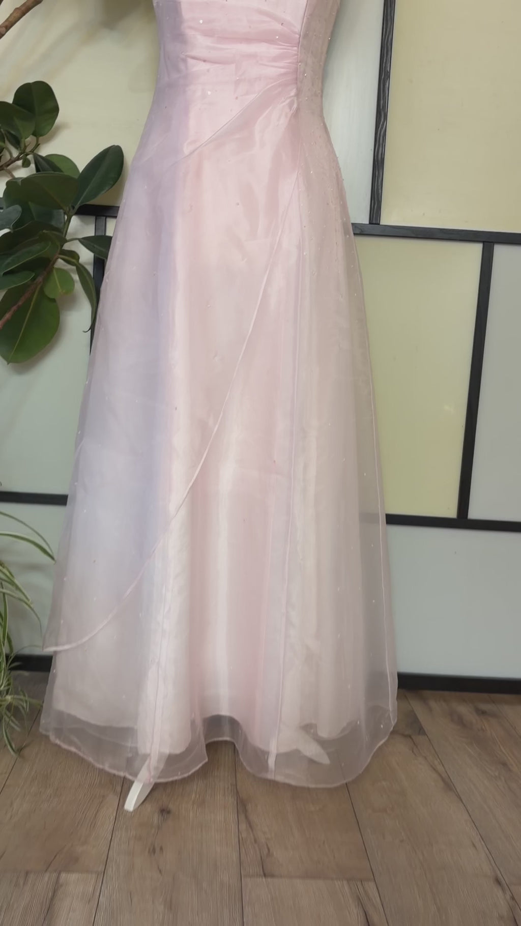 Powder pink maxi dress embellished with beads