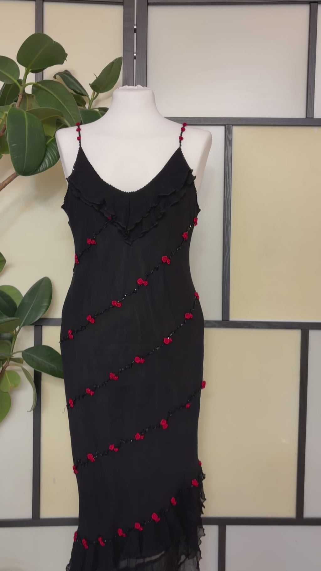 Black dress with roses